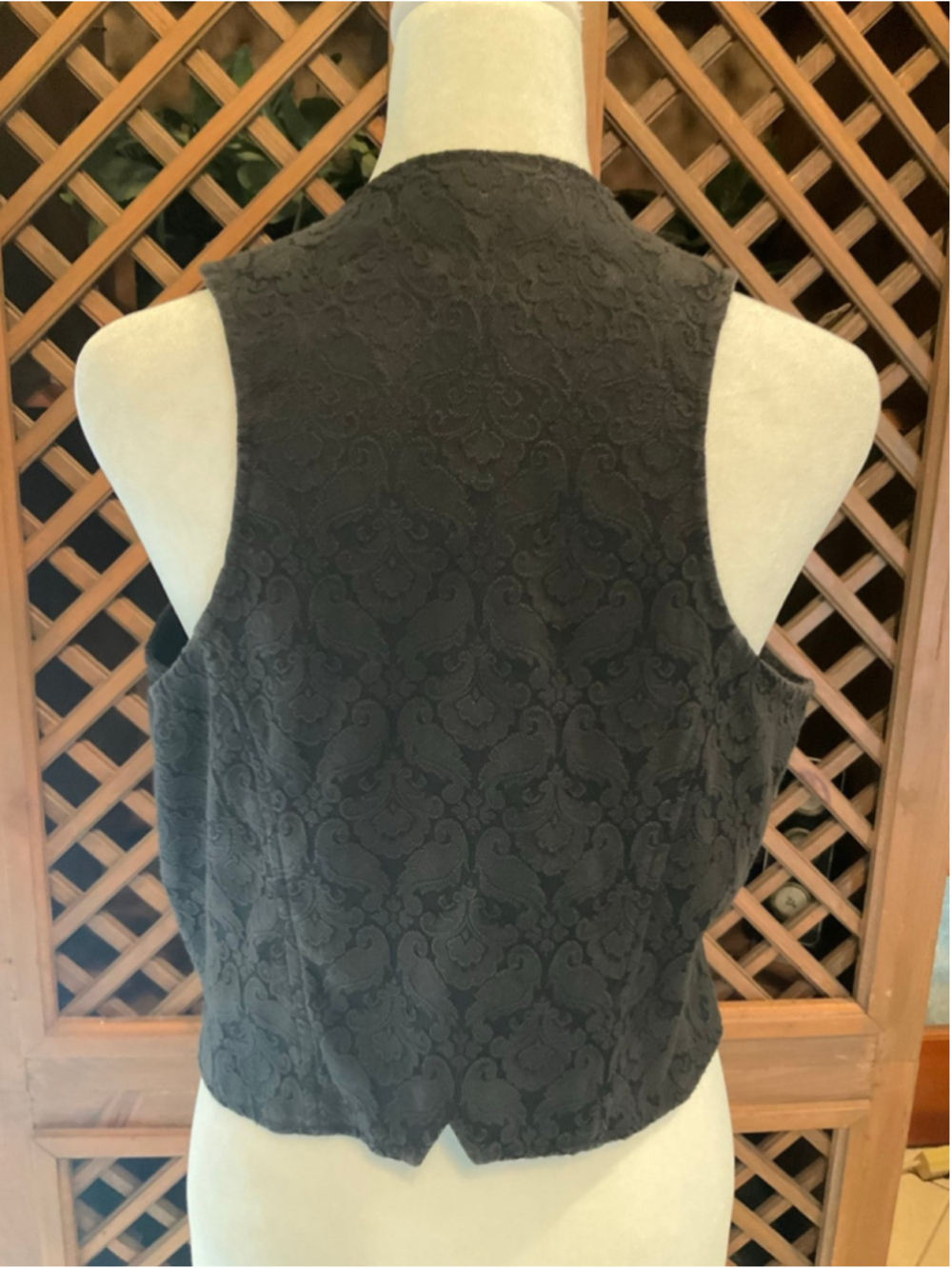 Pinky Gothic Dark Academia Black Brocade Button Front Vest Size Large - Picture 4 of 5